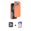 MARSİLYAN™- iPhone 15 Pro Max Kılıf Kıvılcım Çizgi Serisi - Siyah Bilvis 5in1 3D Magic Cam Ekran Koruyucu + PVD Metal Kamera Lens - SH