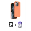 MARSİLYAN™- iPhone 15 Pro Max Kılıf Kıvılcım Çizgi Serisi - Siyah Bilvis 5in1 3D Magic Cam Ekran Koruyucu + PVD Metal Kamera Lens - LT