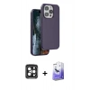 MARSİLYAN™- iPhone 15 Pro Max Kılıf Kıvılcım Çizgi Serisi - Siyah Bilvis 5in1 5D Magic Hayalet Cam Ekran Koruyucu + PVD Metal Kamera Lens - SH