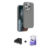 MARSİLYAN™- iPhone 15 Pro Max Kılıf Kıvılcım Çizgi Serisi - Siyah Bilvis 5in1 5D Magic Hayalet Cam Ekran Koruyucu + Raze Metal Kamera Lens - TMGI