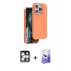 MARSİLYAN™- iPhone 15 Pro Max Kılıf Kıvılcım Çizgi Serisi - Siyah Bilvis 5in1 5D Magic Hayalet Cam Ekran Koruyucu + PVD Metal Kamera Lens - GS