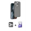 MARSİLYAN™- iPhone 15 Pro Max Kılıf Kıvılcım Çizgi Serisi - Siyah Bilvis 5in1 5D Magic Hayalet Cam Ekran Koruyucu + PVD Metal Kamera Lens - GS