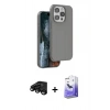 MARSİLYAN™- iPhone 15 Pro Max Kılıf Kıvılcım Çizgi Serisi - Siyah Bilvis 5in1 5D Magic Hayalet Cam Ekran Koruyucu + Raze Metal Kamera Lens - SH