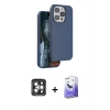 MARSİLYAN™- iPhone 15 Pro Max Kılıf Kıvılcım Çizgi Serisi - Siyah Bilvis 5in1 5D Magic Hayalet Cam Ekran Koruyucu + PVD Metal Kamera Lens - GI