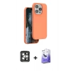 MARSİLYAN™- iPhone 15 Pro Max Kılıf Kıvılcım Çizgi Serisi - Siyah Bilvis 5in1 5D Magic Hayalet Cam Ekran Koruyucu + PVD Metal Kamera Lens - GI