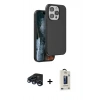 MARSİLYAN™- iPhone 15 Pro Max Kılıf Kıvılcım Çizgi Serisi - Siyah Bilvis Hayalet Cam Ekran Koruyucu + Raze Metal Kamera Lens - LT
