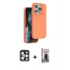 MARSİLYAN™- iPhone 15 Pro Max Kılıf Kıvılcım Çizgi Serisi - Siyah Bilvis Hayalet Cam Ekran Koruyucu + PVD Metal Kamera Lens - LT