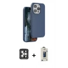 MARSİLYAN™- iPhone 15 Pro Max Kılıf Kıvılcım Çizgi Serisi - Siyah Bilvis Hayalet Cam Ekran Koruyucu + PVD Metal Kamera Lens - GI