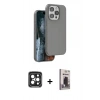 MARSİLYAN™- iPhone 15 Pro Max Kılıf Kıvılcım Çizgi Serisi - Siyah Bilvis Hayalet Cam Ekran Koruyucu + PVD Metal Kamera Lens - SH