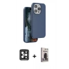 MARSİLYAN™- iPhone 15 Pro Max Kılıf Kıvılcım Çizgi Serisi - Siyah Bilvis Hayalet Cam Ekran Koruyucu + PVD Metal Kamera Lens - SH