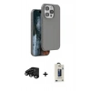 MARSİLYAN™- iPhone 15 Pro Max Kılıf Kıvılcım Çizgi Serisi - Siyah Bilvis Hayalet Cam Ekran Koruyucu + Raze Metal Kamera Lens - SH