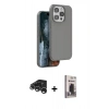 MARSİLYAN™- iPhone 15 Pro Max Kılıf Kıvılcım Çizgi Serisi - Siyah Bilvis Hayalet Cam Ekran Koruyucu + Raze Metal Kamera Lens - GS
