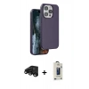 MARSİLYAN™- iPhone 15 Pro Max Kılıf Kıvılcım Çizgi Serisi - Siyah Bilvis Hayalet Cam Ekran Koruyucu + Raze Metal Kamera Lens - SH