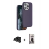 MARSİLYAN™- iPhone 15 Pro Max Kılıf Kıvılcım Çizgi Serisi - Siyah Bilvis Hayalet Cam Ekran Koruyucu + Raze Metal Kamera Lens - TMGI