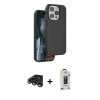 MARSİLYAN™- iPhone 15 Pro Max Kılıf Kıvılcım Çizgi Serisi - Siyah Bilvis Hayalet Cam Ekran Koruyucu + Raze Metal Kamera Lens - TMGI