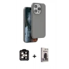MARSİLYAN™- iPhone 15 Pro Max Kılıf Kıvılcım Çizgi Serisi - Siyah Bilvis Hayalet Cam Ekran Koruyucu + PVD Metal Kamera Lens - TU