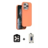 MARSİLYAN™- iPhone 15 Pro Max Kılıf Kıvılcım Çizgi Serisi - Siyah Bilvis Hayalet Cam Ekran Koruyucu + PVD Metal Kamera Lens - TU