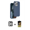 MARSİLYAN™- iPhone 15 Pro Max Kılıf Kıvılcım Çizgi Serisi - Siyah Buffer Cam Ekran Koruyucu + PVD Metal Kamera Lens - GS