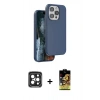 MARSİLYAN™- iPhone 15 Pro Max Kılıf Kıvılcım Çizgi Serisi - Siyah Buffer Cam Ekran Koruyucu + PVD Metal Kamera Lens - SH