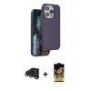 MARSİLYAN™- iPhone 15 Pro Max Kılıf Kıvılcım Çizgi Serisi - Siyah Buffer Cam Ekran Koruyucu + Raze Metal Kamera Lens - TMGI
