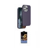 MARSİLYAN™- iPhone 15 Pro Max Kılıf Kıvılcım Çizgi Serisi - Siyah Buffer Hayalet Cam Ekran Koruyucu