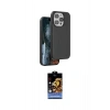 MARSİLYAN™- iPhone 15 Pro Max Kılıf Kıvılcım Çizgi Serisi - Siyah Buffer Hayalet Cam Ekran Koruyucu