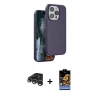 MARSİLYAN™- iPhone 15 Pro Max Kılıf Kıvılcım Çizgi Serisi - Siyah Buffer Hayalet Cam Ekran Koruyucu + Raze Metal Kamera Lens - GS
