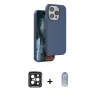 MARSİLYAN™- iPhone 15 Pro Max Kılıf Kıvılcım Çizgi Serisi - Siyah Joko Magic 5D Cam + PVD Metal Kamera Lens - SH