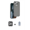 MARSİLYAN™- iPhone 15 Pro Max Kılıf Kıvılcım Çizgi Serisi - Siyah Joko Magic 5D Cam + PVD Metal Kamera Lens - SH