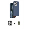 MARSİLYAN™- iPhone 15 Pro Max Kılıf Kıvılcım Çizgi Serisi - Siyah Joko Magic 5D Hayalet Cam + PVD Metal Kamera Lens - GS