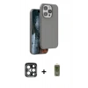 MARSİLYAN™- iPhone 15 Pro Max Kılıf Kıvılcım Çizgi Serisi - Siyah Joko Magic 5D Hayalet Cam + PVD Metal Kamera Lens - LT