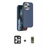 MARSİLYAN™- iPhone 15 Pro Max Kılıf Kıvılcım Çizgi Serisi - Siyah Joko Magic 5D Hayalet Cam + PVD Metal Kamera Lens - LT