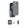 MARSİLYAN™- iPhone 15 Pro Max Kılıf Kıvılcım Çizgi Serisi - Siyah Joko Magic 5D Hayalet Cam + PVD Metal Kamera Lens - SH