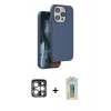 MARSİLYAN™- iPhone 15 Pro Max Kılıf Kıvılcım Çizgi Serisi - Siyah Polymer Nano Ekran Koruyucu + PVD Metal Kamera Lens - GS
