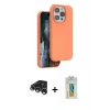 MARSİLYAN™- iPhone 15 Pro Max Kılıf Kıvılcım Çizgi Serisi - Siyah Polymer Nano Ekran Koruyucu + Raze Metal Kamera Lens - GS