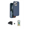 MARSİLYAN™- iPhone 15 Pro Max Kılıf Kıvılcım Çizgi Serisi - Siyah Polymer Nano Ekran Koruyucu + Raze Metal Kamera Lens - LT