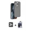 MARSİLYAN™- iPhone 15 Pro Max Kılıf Kıvılcım Çizgi Serisi - Siyah Vanessa Magic Cam + PVD Metal Kamera Lens - GI