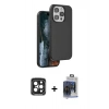 MARSİLYAN™- iPhone 15 Pro Max Kılıf Kıvılcım Çizgi Serisi - Siyah Vanessa Magic Cam + PVD Metal Kamera Lens - SH