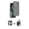 MARSİLYAN™- iPhone 15 Pro Max Kılıf Kıvılcım Çizgi Serisi - Siyah Vanessa Magic Cam + PVD Metal Kamera Lens - GS