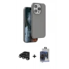 MARSİLYAN™- iPhone 15 Pro Max Kılıf Kıvılcım Çizgi Serisi - Siyah Vanessa Magic Cam + Raze Metal Kamera Lens - TMGI