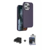 MARSİLYAN™- iPhone 15 Pro Max Kılıf Kıvılcım Çizgi Serisi - Siyah Vanessa Magic Cam + Raze Metal Kamera Lens - TMGI