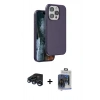 MARSİLYAN™- iPhone 15 Pro Max Kılıf Kıvılcım Çizgi Serisi - Siyah Vanessa Magic Cam + Raze Metal Kamera Lens - LT
