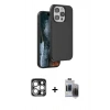 MARSİLYAN™- iPhone 15 Pro Max Kılıf Kıvılcım Çizgi Serisi - Siyah Vanessa Magic Hayalet Cam + PVD Metal Kamera Lens - GS