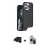 MARSİLYAN™- iPhone 15 Pro Max Kılıf Kıvılcım Çizgi Serisi - Siyah Vanessa Magic Hayalet Cam + Raze Metal Kamera Lens - LT