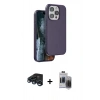 MARSİLYAN™- iPhone 15 Pro Max Kılıf Kıvılcım Çizgi Serisi - Siyah Vanessa Magic Hayalet Cam + Raze Metal Kamera Lens - LT