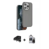 MARSİLYAN™- iPhone 15 Pro Max Kılıf Kıvılcım Çizgi Serisi - Siyah Vanessa Magic Hayalet Cam + Raze Metal Kamera Lens - GS