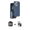 MARSİLYAN™- iPhone 15 Pro Max Kılıf Kıvılcım Çizgi Serisi - Siyah Vanessa Magic Hayalet Cam + PVD Metal Kamera Lens - TU