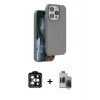 MARSİLYAN™- iPhone 15 Pro Max Kılıf Kıvılcım Çizgi Serisi - Siyah Vanessa Magic Hayalet Cam + PVD Metal Kamera Lens - TU