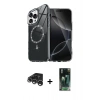 MARSİLYAN™- iPhone 15 Pro Max Kılıf Kıvılcım Form Prime - Şeffaf 360 Full Body Arka Koruyucu + Gümüş Raze Metal Kamera Lens