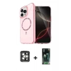 MARSİLYAN™- iPhone 15 Pro Max Kılıf Kıvılcım Form Prime - Şeffaf 360 Full Body Arka Koruyucu + PVD Metal Kamera Lens - GI